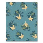 Teal Yellow Floral Swirl Accents Rug