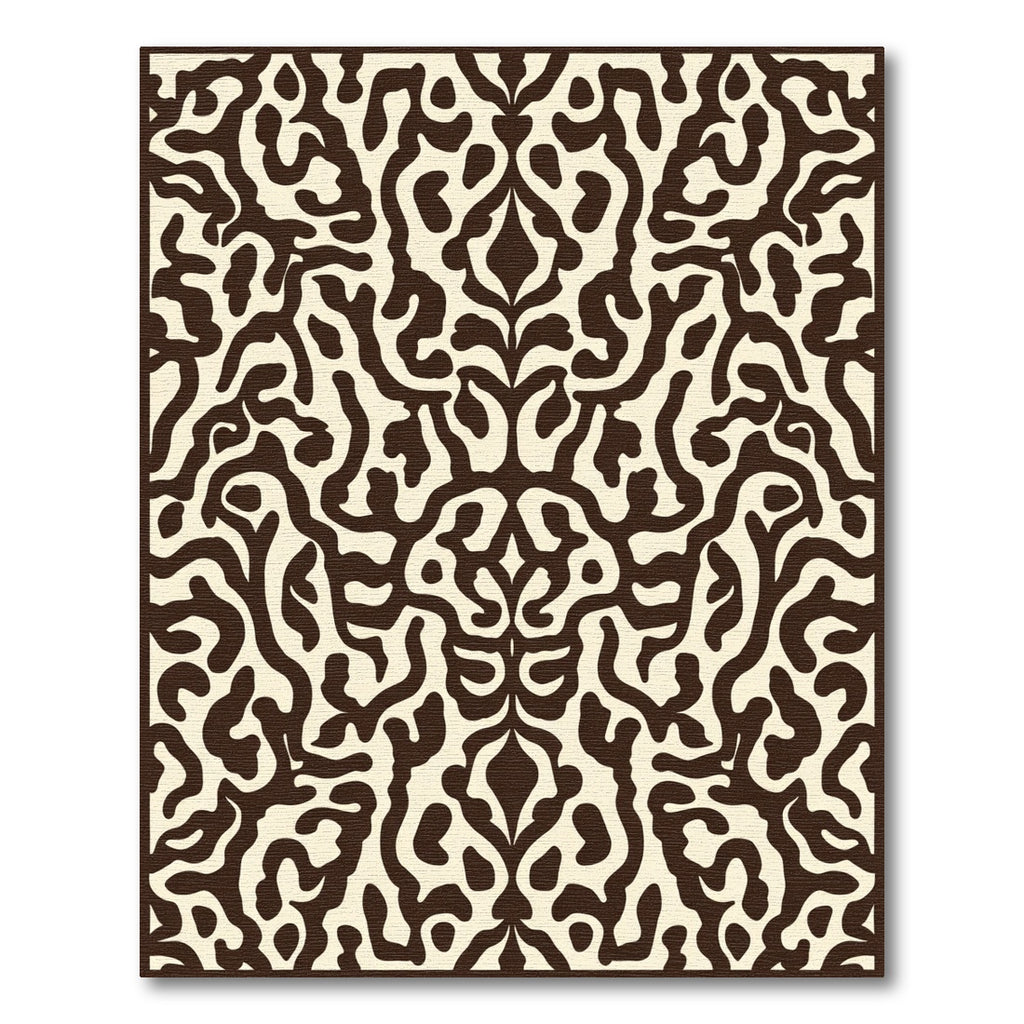 Cream Brown Organic Scrollwork Rug