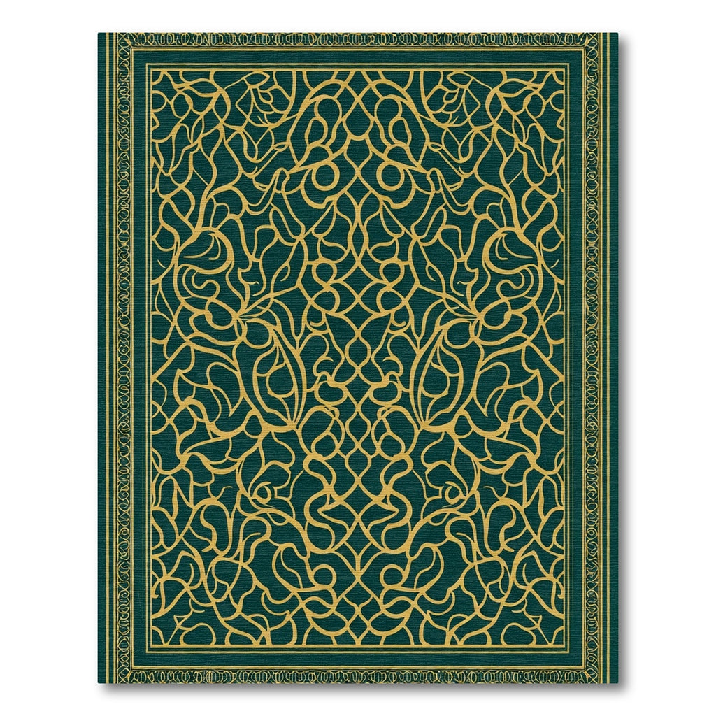 Emerald Gold Arabesque Swirl Rug