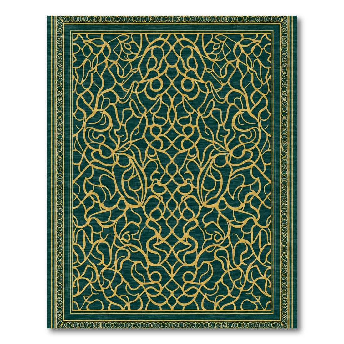Emerald Gold Arabesque Swirl Rug