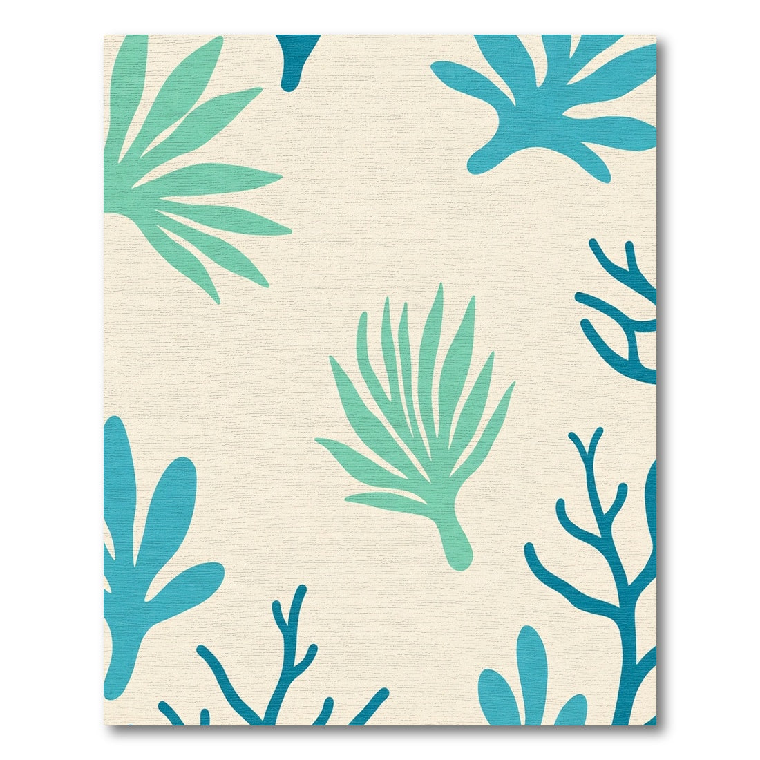 Coastal Teal Leaf Scatter Rug