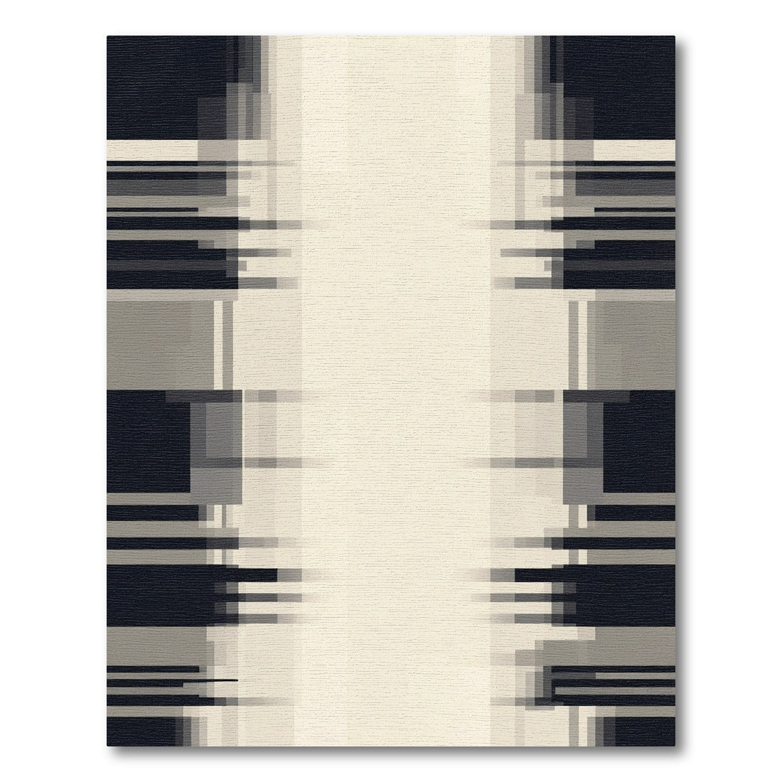 Monochromatic Abstract Pixel Stripe Rug