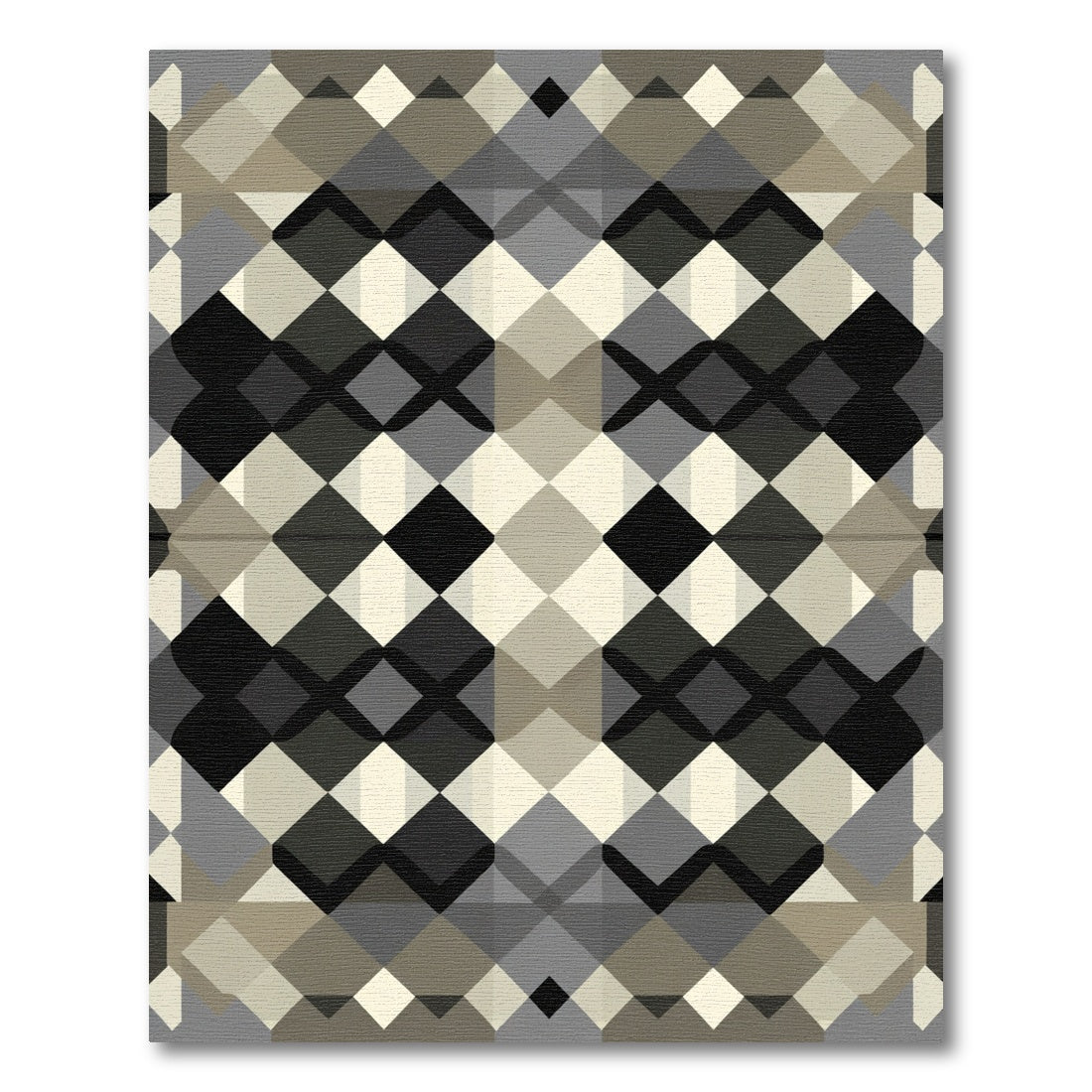 Monochrome Diamond Chain Geometric Rug