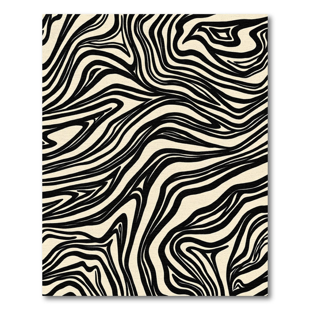 Bold Black Cream Swirl Rug