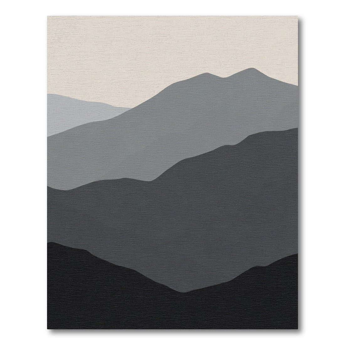 Monochromatic Layered Mountain Landscape Rug