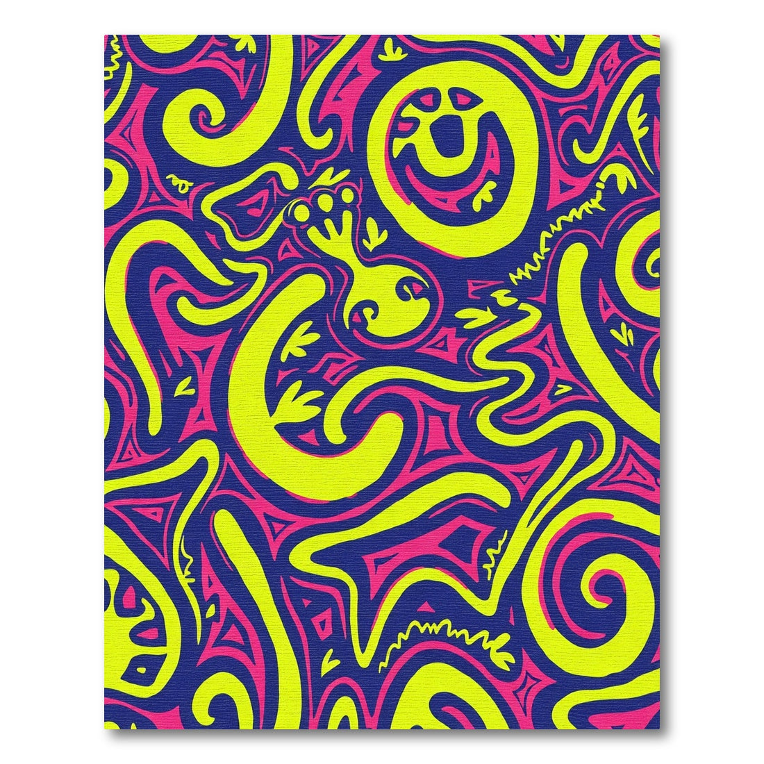 Vibrant Yellow Pink Swirl Abstract Rug