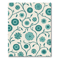 Teal Floral Vine Cream Rug