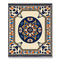 Navy Blue Orange Floral Medallion Rug