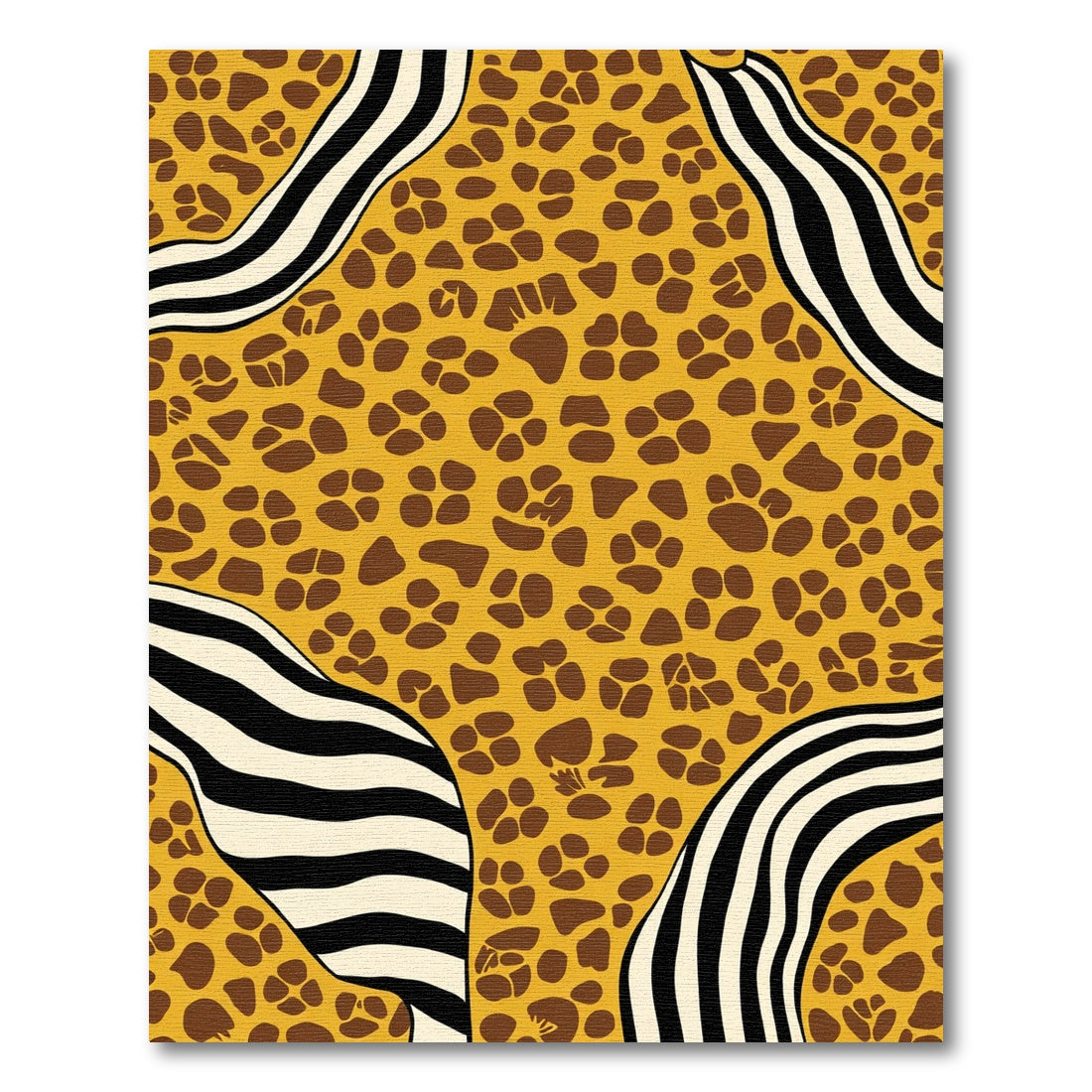 Earthy Yellow Animal Paw Zebra Stripe Rug