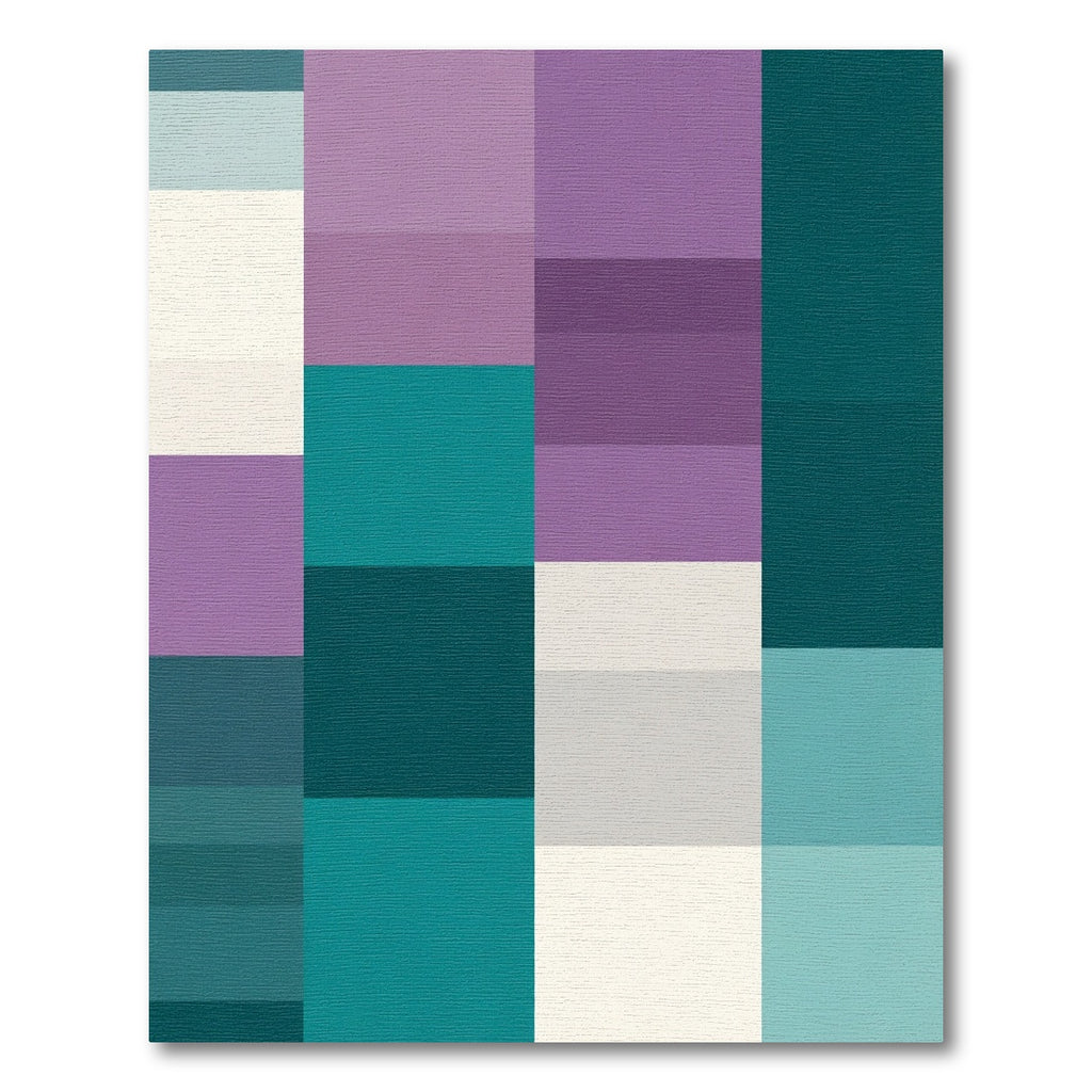 Indigo Teal Purple Geometric Blocks Rug