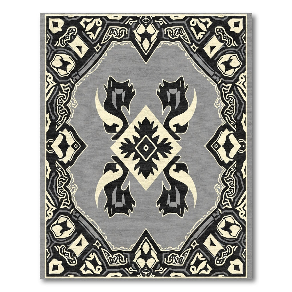 Monochromatic Geometric Medallion Ivory Rug