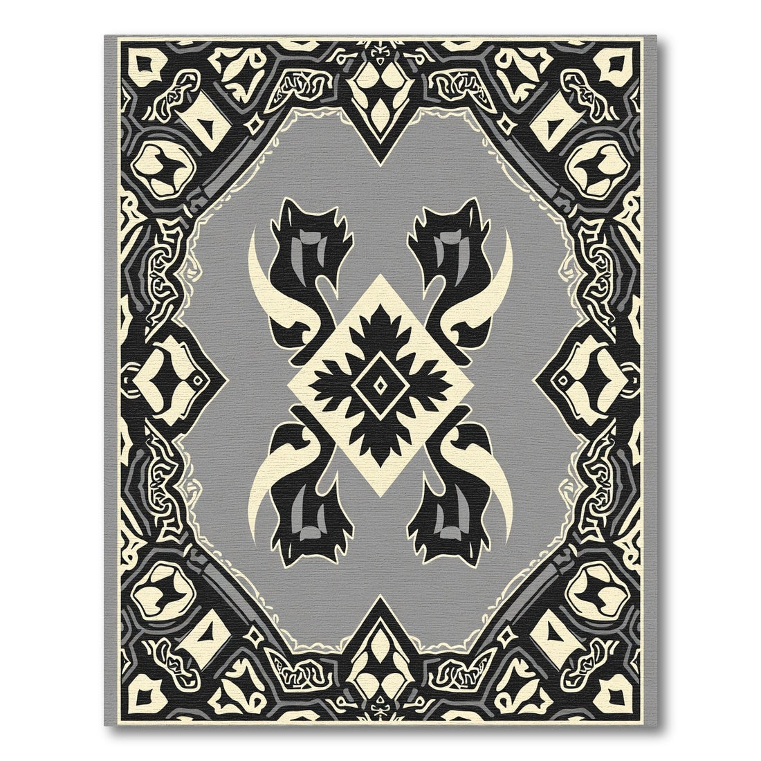 Monochromatic Geometric Medallion Ivory Rug