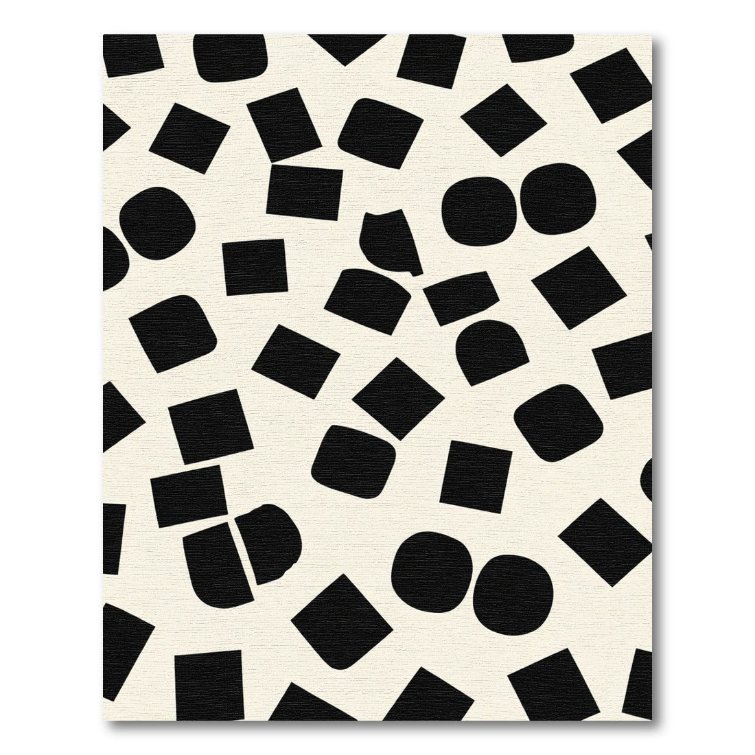Abstract Black Rounded Squares Scattered Design Rug