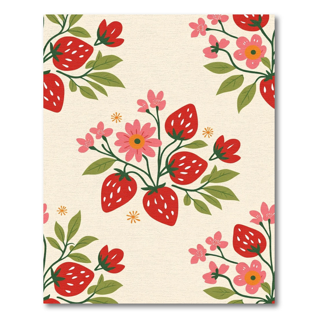 Red Strawberry Floral Bouquet Rug
