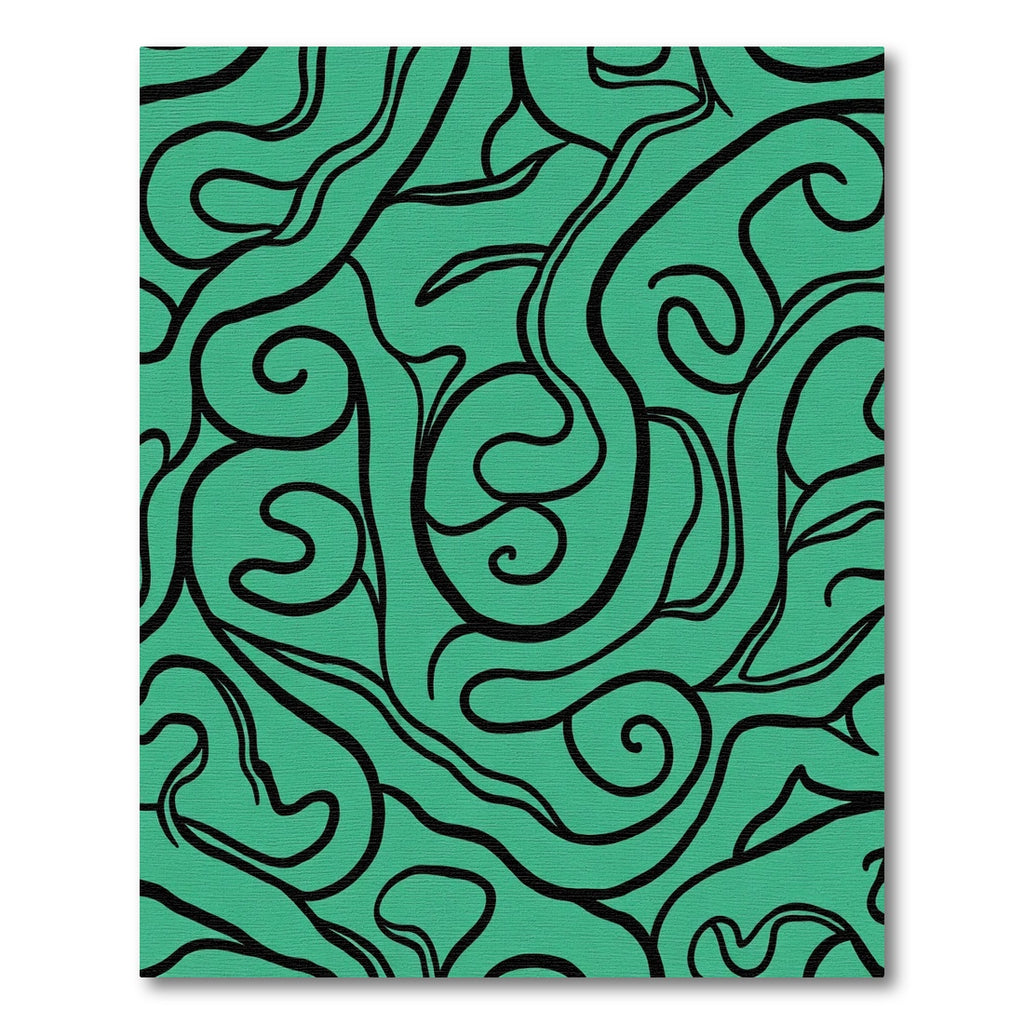 Teal Black Organic Swirl Flow Rug