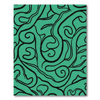 Teal Black Organic Swirl Flow Rug