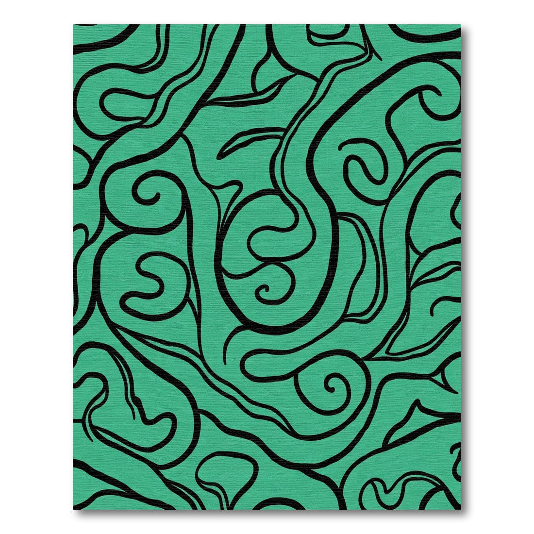 Teal Black Organic Swirl Flow Rug