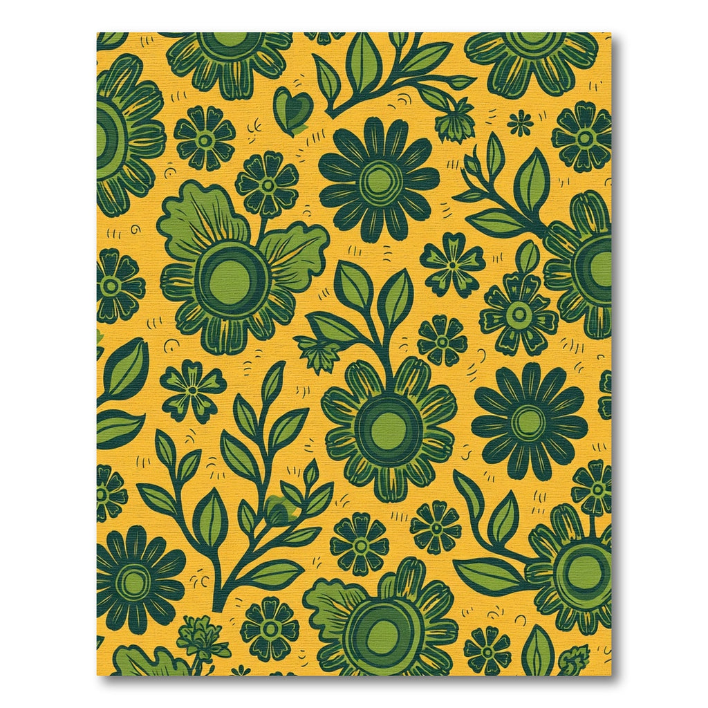 Groovy Green Floral Garden Rug