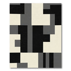 Monochrome Geometric Blocks Contemporary Rug