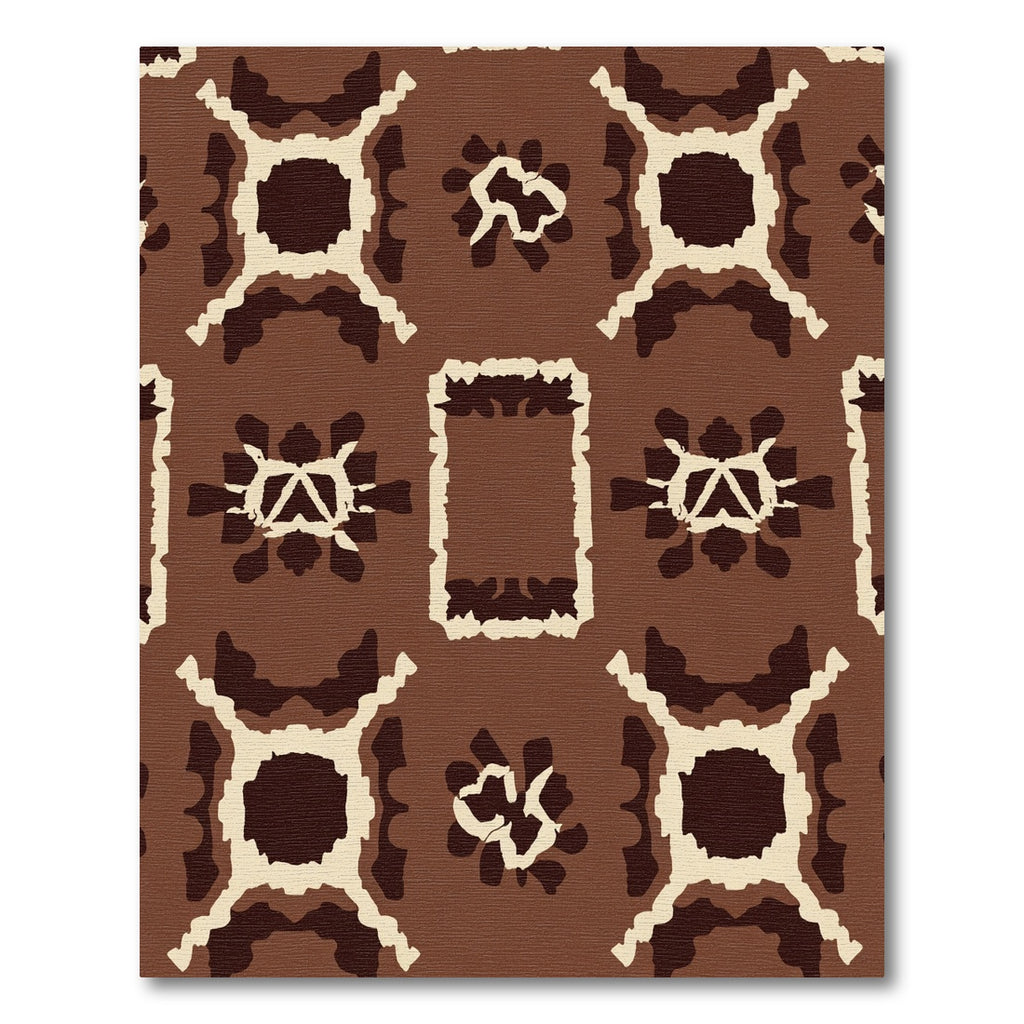 Brown Ochre Geometric Abstract Medallion Rug