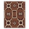 Brown Ochre Geometric Abstract Medallion Rug