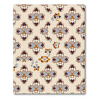 Tan Blue Brown Quatrefoil Medallion Rug