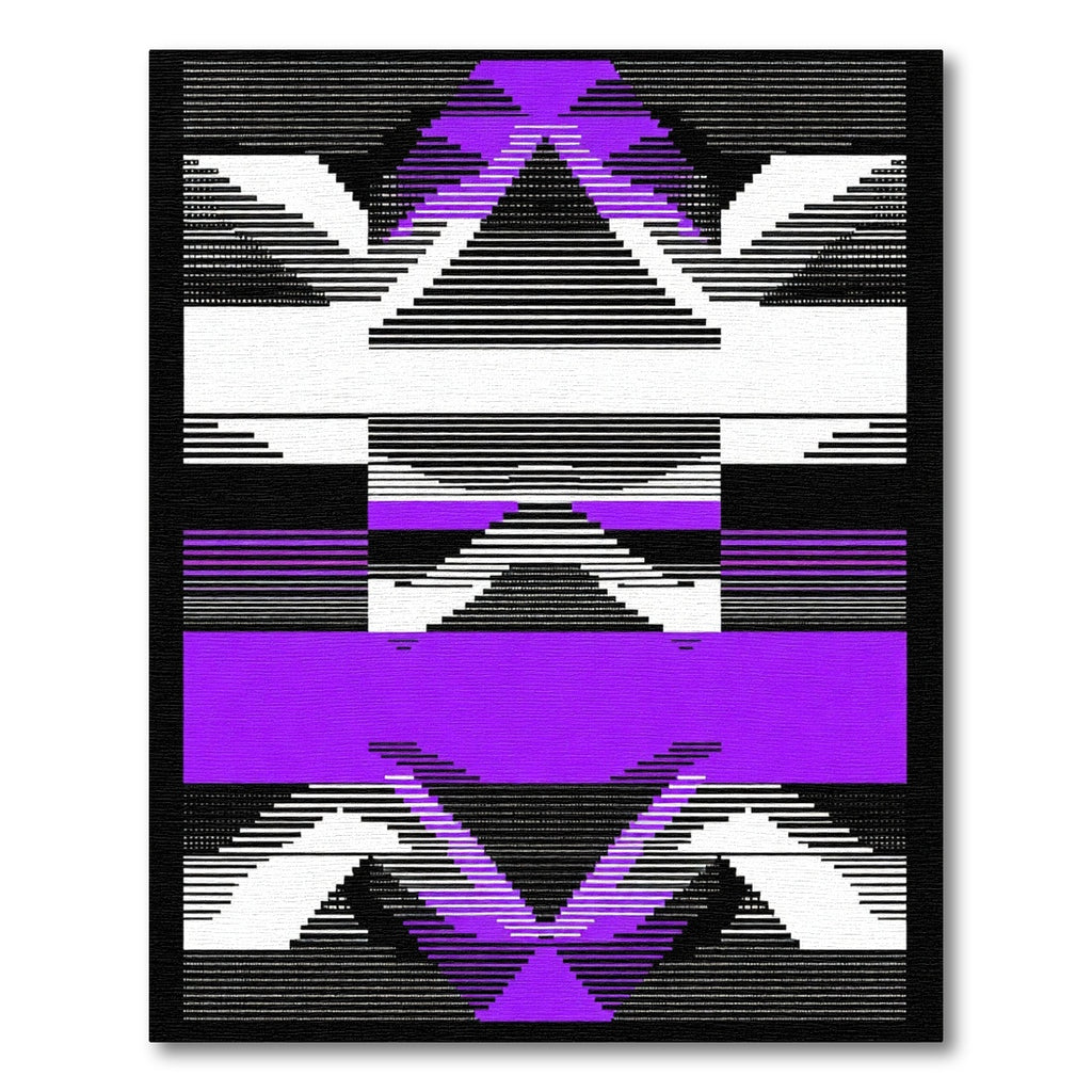 Geometric Abstract Purple Black White Rug