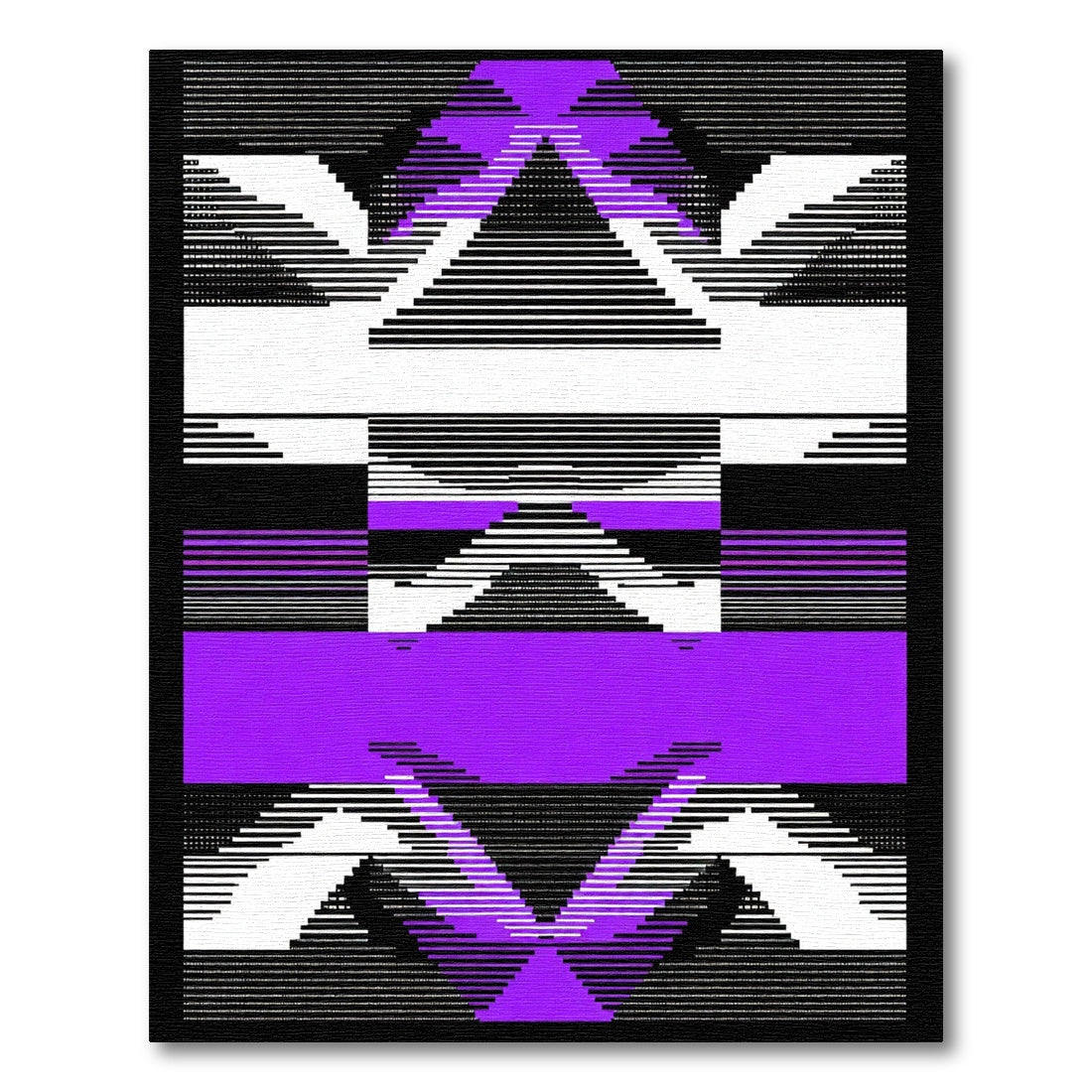 Geometric Abstract Purple Black White Rug