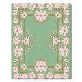 Pastel Pink Floral Border Green Rug