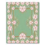 Pastel Pink Floral Border Green Rug