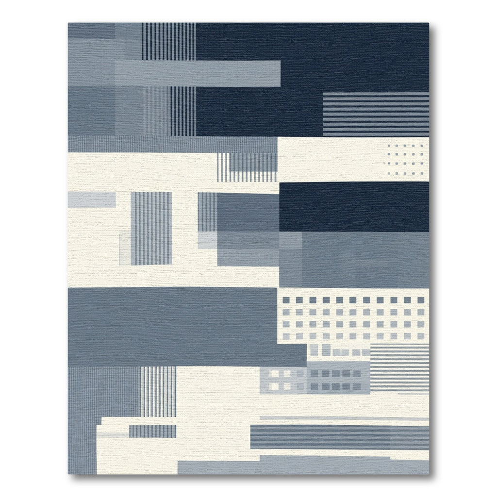Modern Geometric Blues Abstract Composition Rug