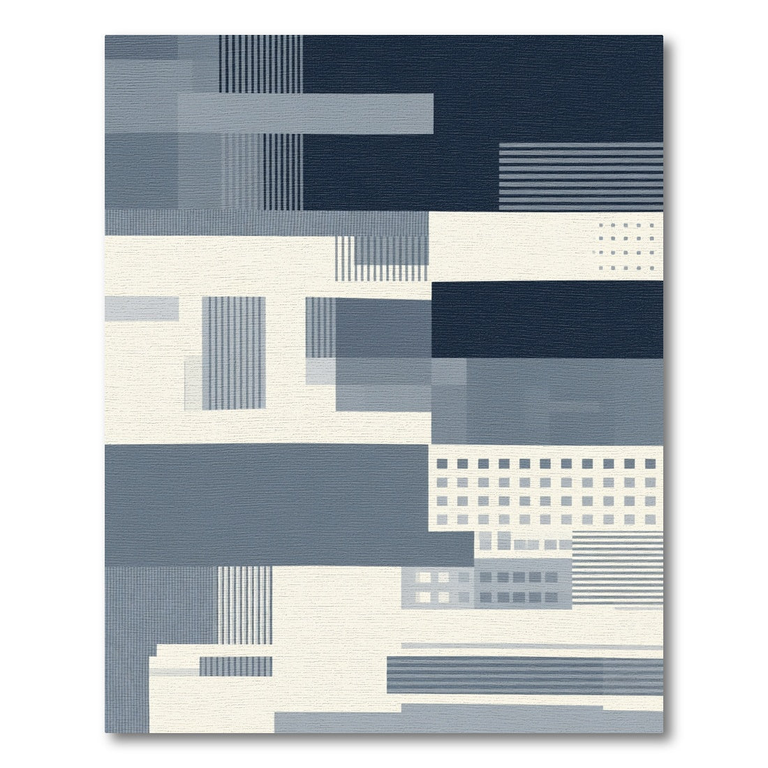 Modern Geometric Blues Abstract Composition Rug