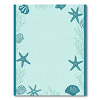 Teal Starfish Shell Coral Border Rug