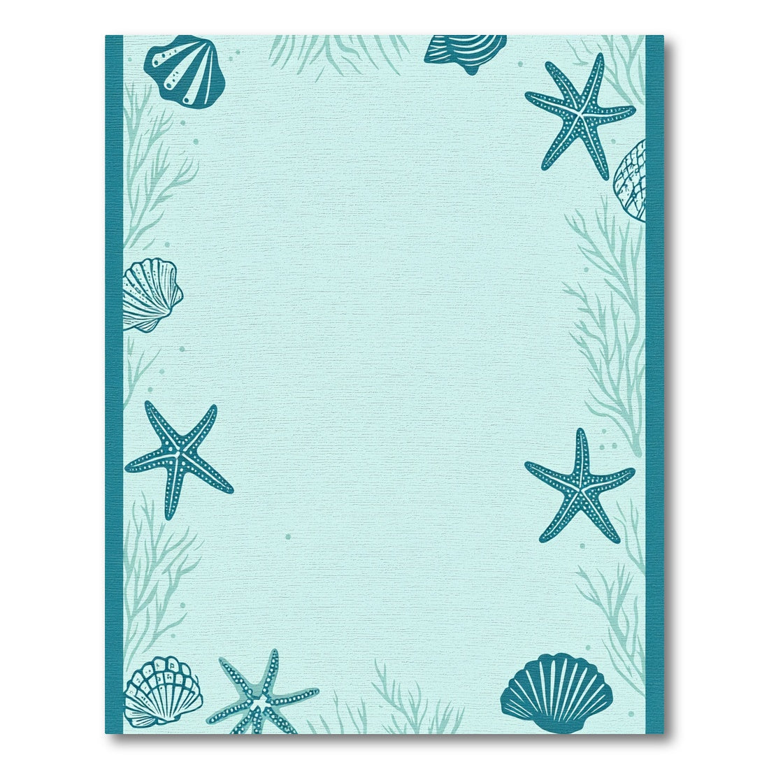 Teal Starfish Shell Coral Border Rug