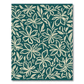 Cream Floral Branches Teal Background Rug