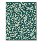 Cream Floral Branches Teal Background Rug