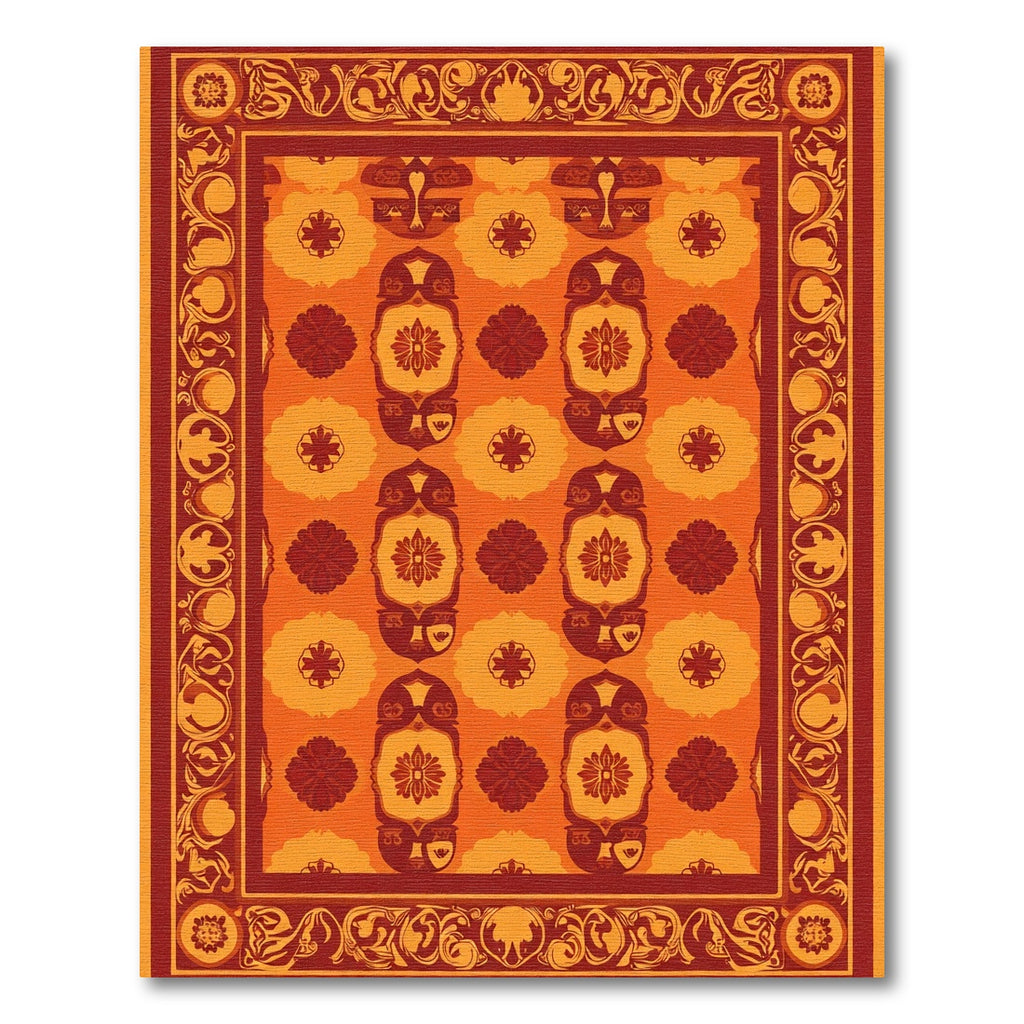 Warm Amber Red Floral Repeating Rug