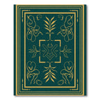 Deep Teal Gold Floral Emblem Rug