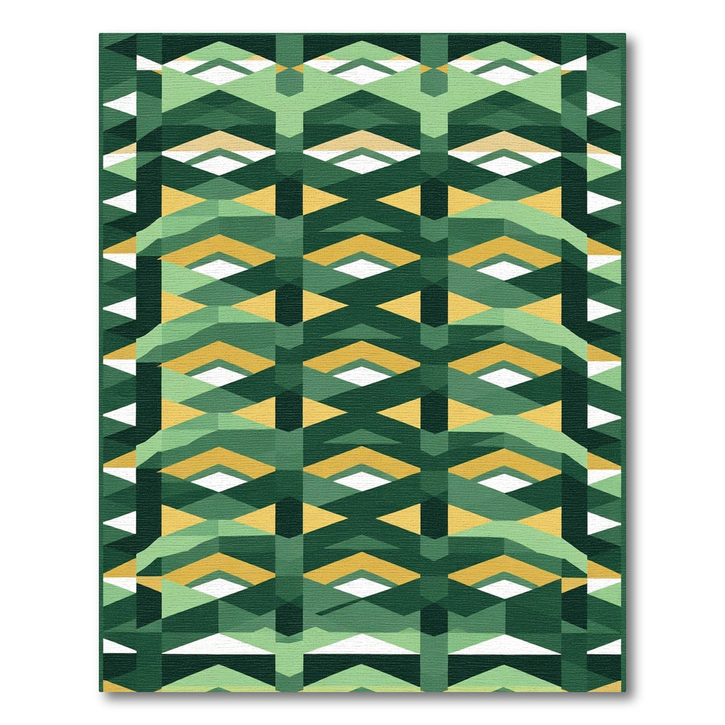 Green Geometric Diamond Weave Rug