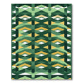Green Geometric Diamond Weave Rug