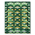 Green Geometric Diamond Weave Rug