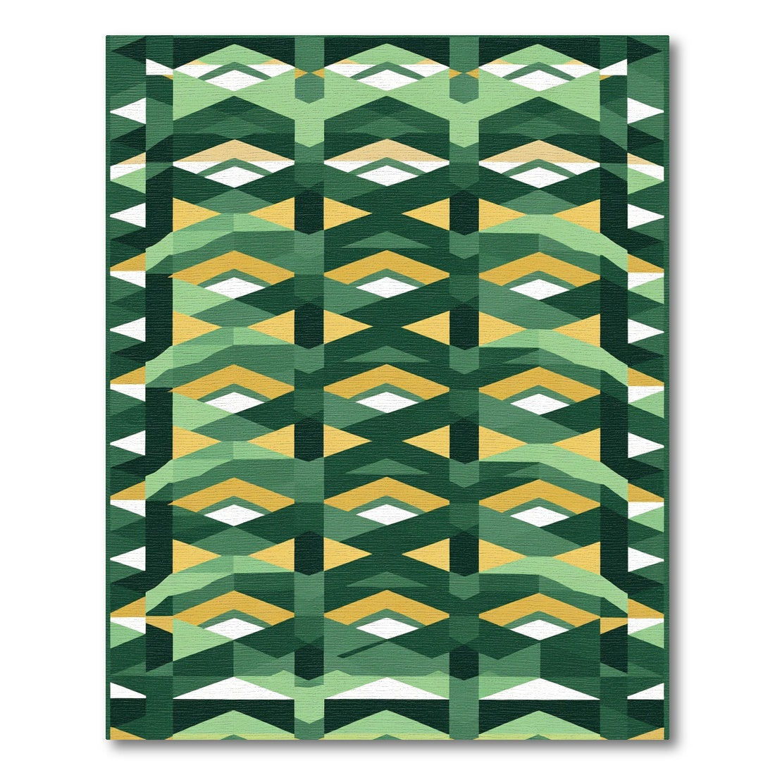 Green Geometric Diamond Weave Rug
