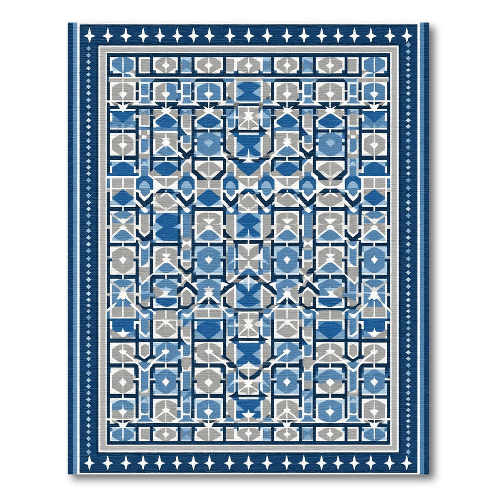 Blue Gray Geometric Archway Rug