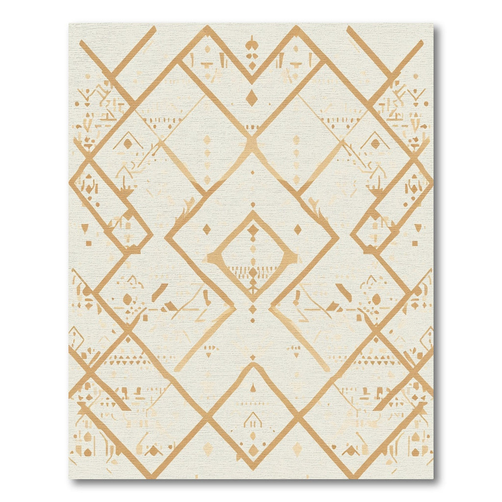 Golden Diamond Geometric Lines Rug