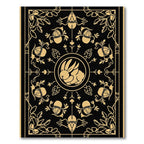 Golden Rabbit Floral Art Deco Rug