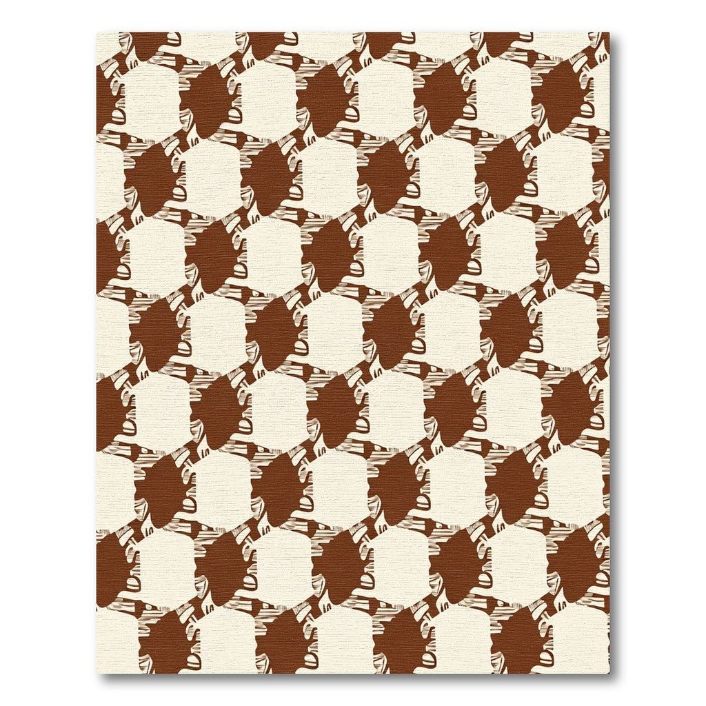 Brown White Cubes Distorted Pattern Rug