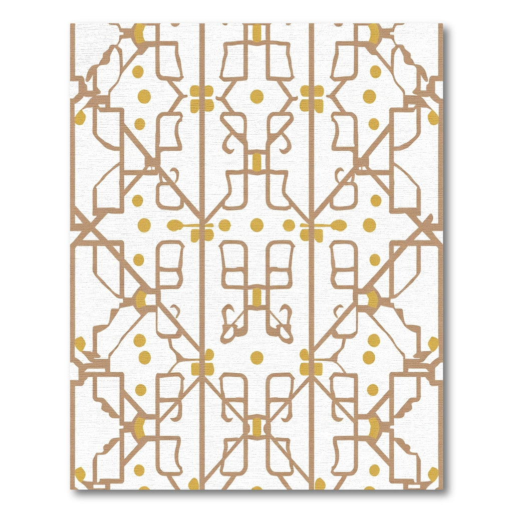 Tan Gold Geometric Lattice Rug