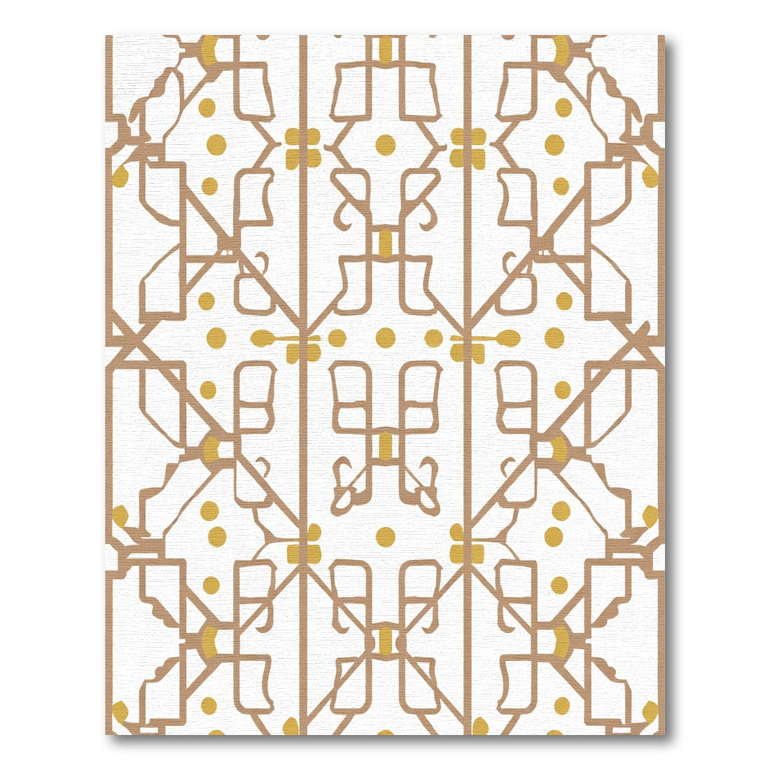Tan Gold Geometric Lattice Rug