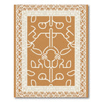 Rustic Ochre White Abstract Line Art Rug
