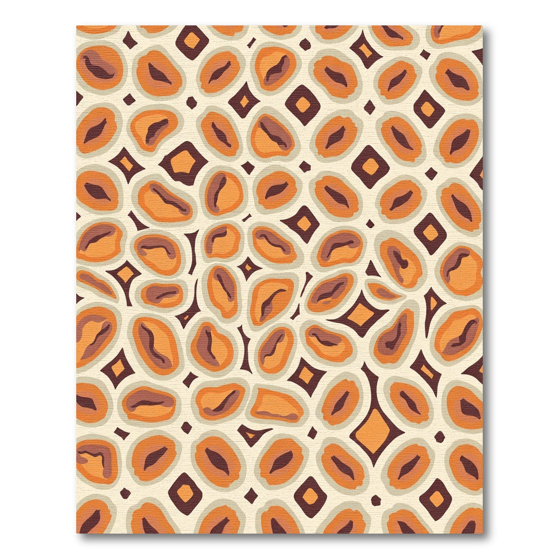 Orange Brown Abstract Irregular Shapes Rug